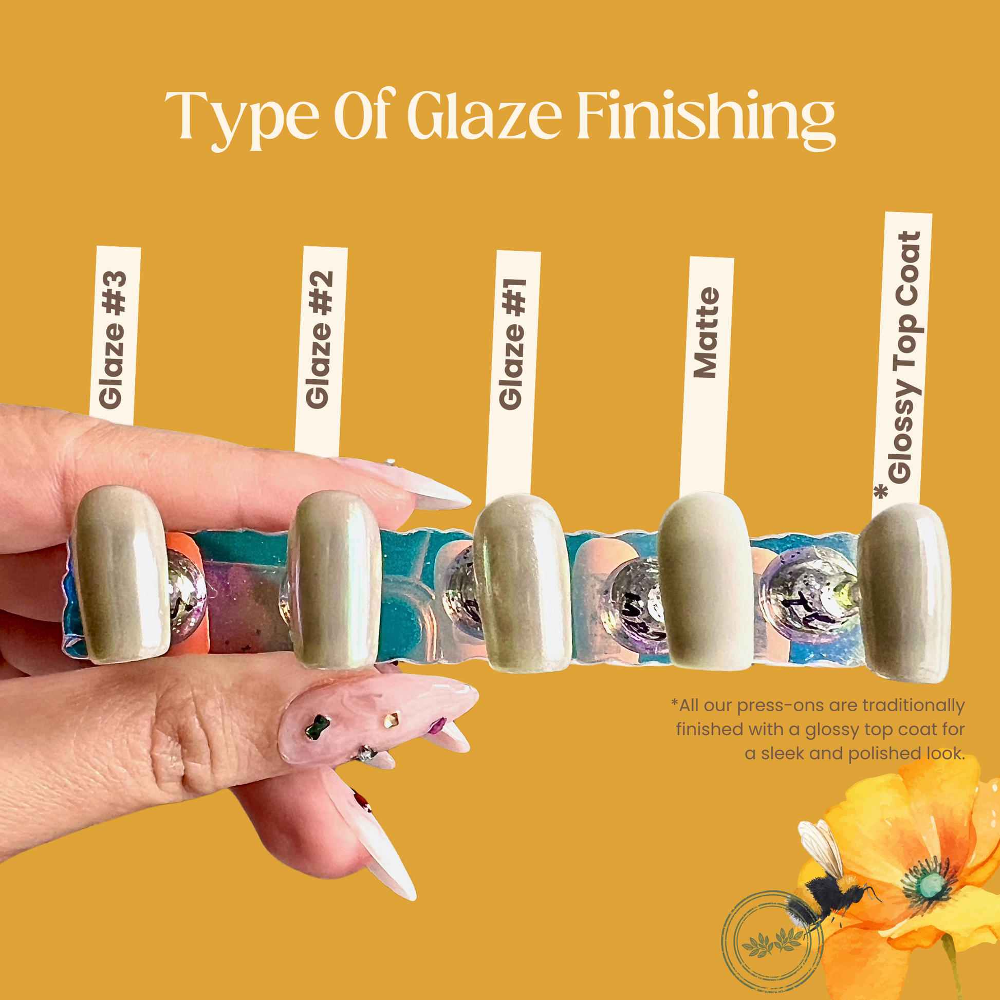 Type of glaze finishing for press-on nails