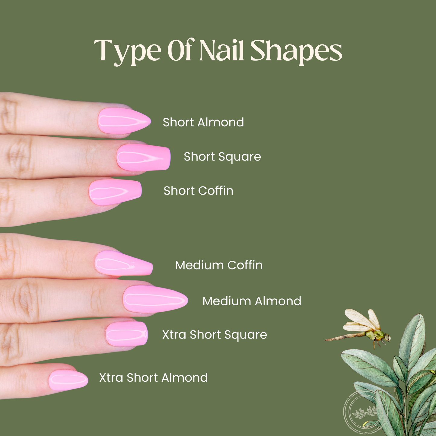 Impress's type of nail shapes for press-ons